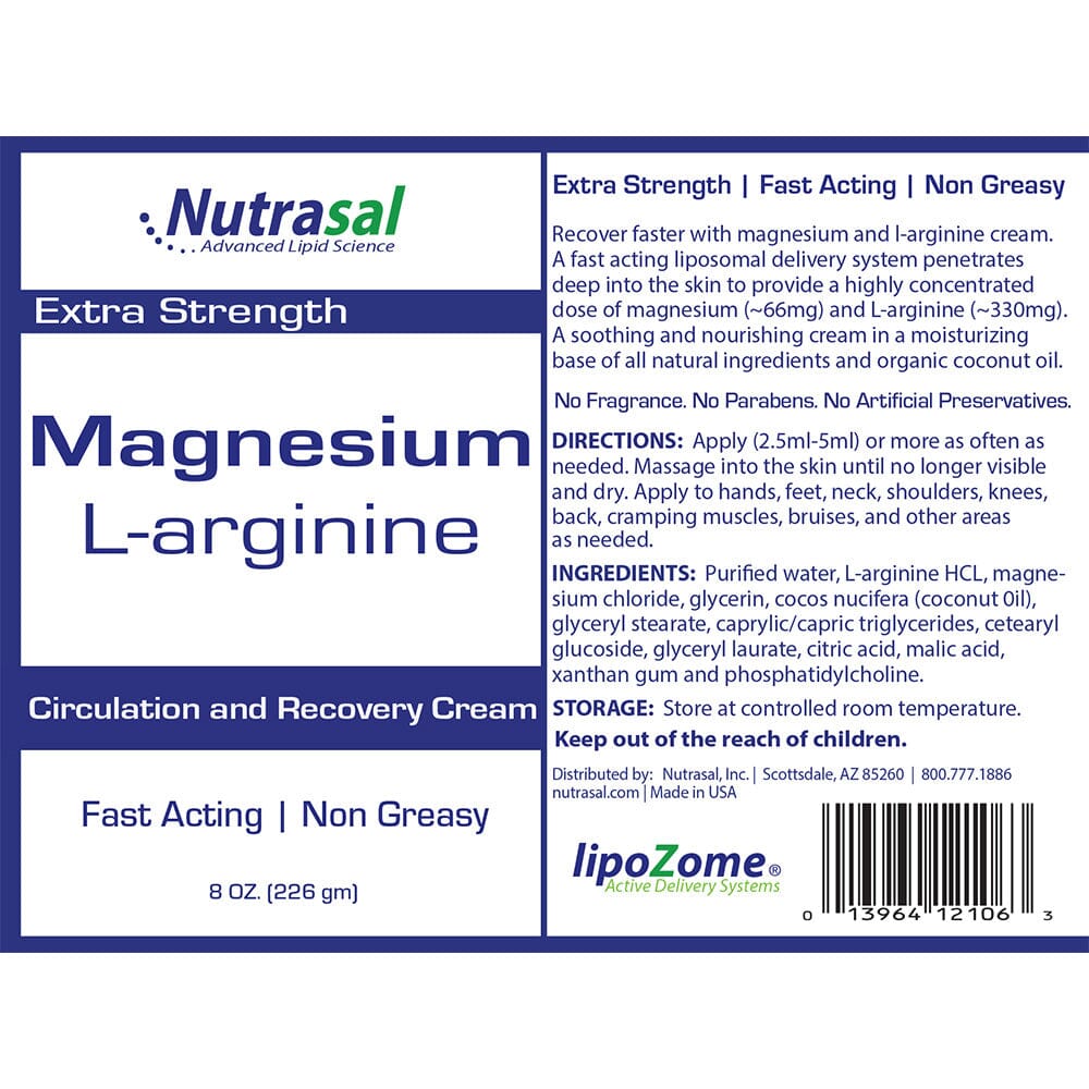 Magnesium and Larginine Cream 8 oz Healthy Habits Living