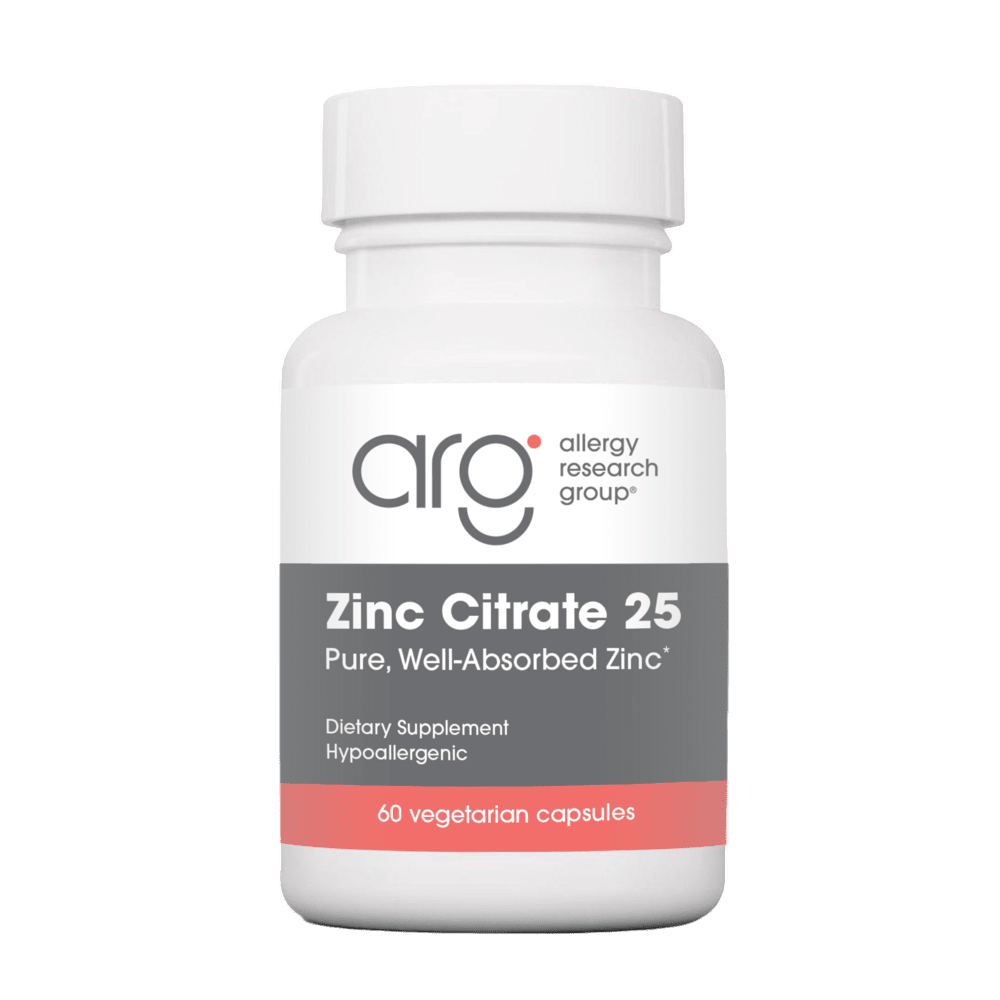 Zinc Citrate 25 mg - 60 Vegetable Capsules Default Category Allergy Research Group 