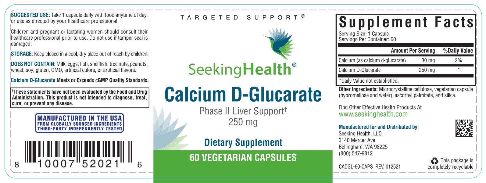 Calcium DGlucarate 60 Capsules Healthy Habits Living