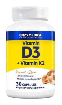 D3 + Vitamin K2 Default Category Enzymedica 30 Capsules 