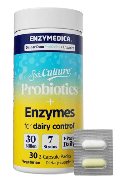 SubCulture™ Dinner Duo: Probiotics + Enzymes for Dairy Control Default Category Enzymedica 30 Capsules 