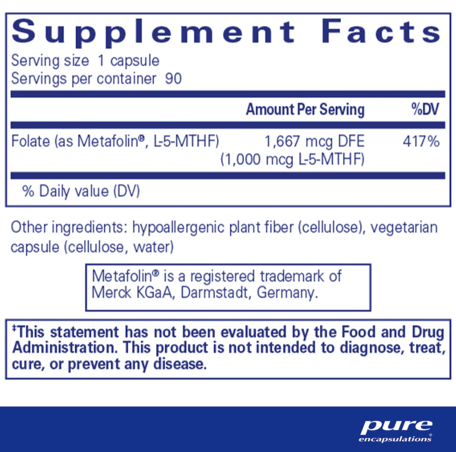 Folate 1000 - 90 Capsules Default Category Pure Encapsulations
