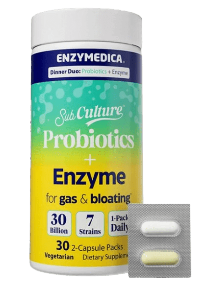 SubCulture™ Dinner Duo: Probiotics + Enzyme for Gas & Bloating Default Category Enzymedica 30 Capsules 