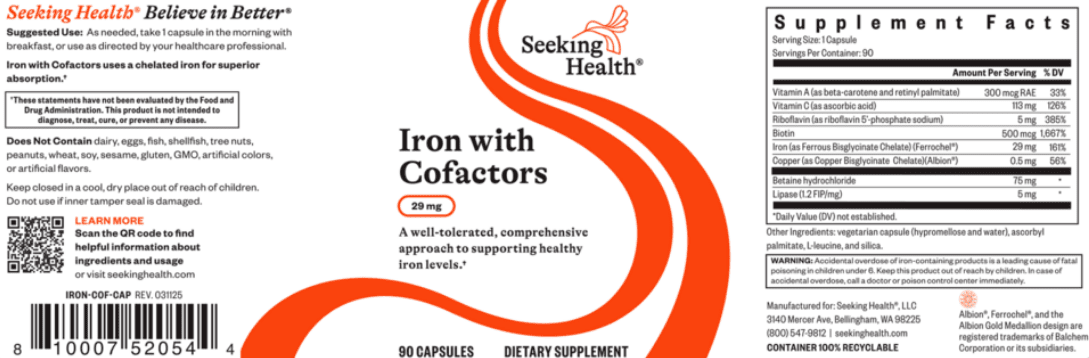 Optimal Iron with Cofactors - 90 Capsules Default Category Seeking Health