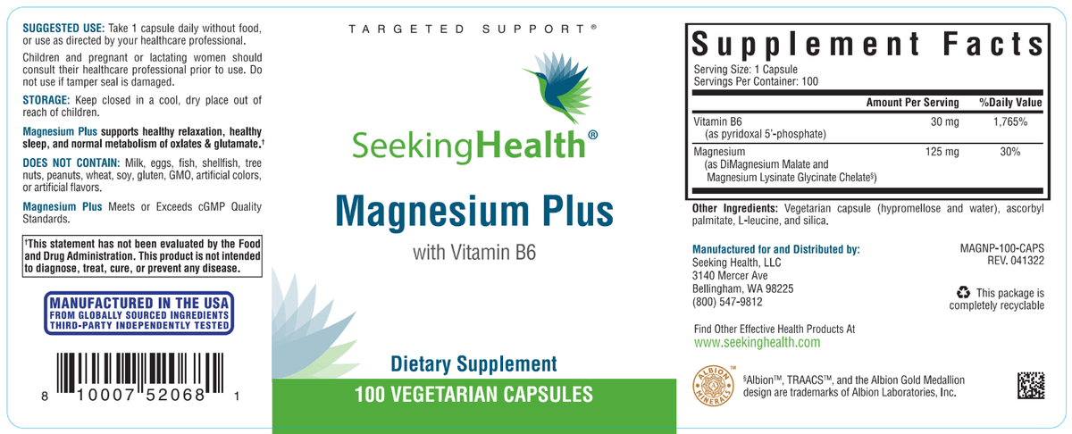 Magnesium Plus - 100 Capsules | Healthy Habits Living