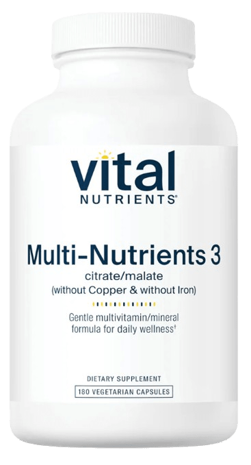 Multi-Nutrients 3 Citrate/Malate (without Copper & without Iron) - 180 Capsules Default Category Vital Nutrients 