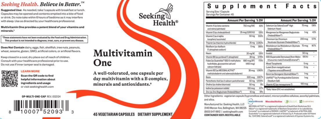 One Capsule Multivitamin One - 45 Capsules Default Category Seeking Health