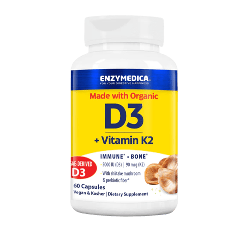 Organic D3 + Vitamin K2 - 60 Capsules Default Category Enzymedica 