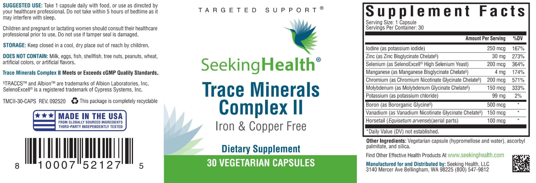 Trace Minerals Complex II 30 Capsules Healthy Habits Living