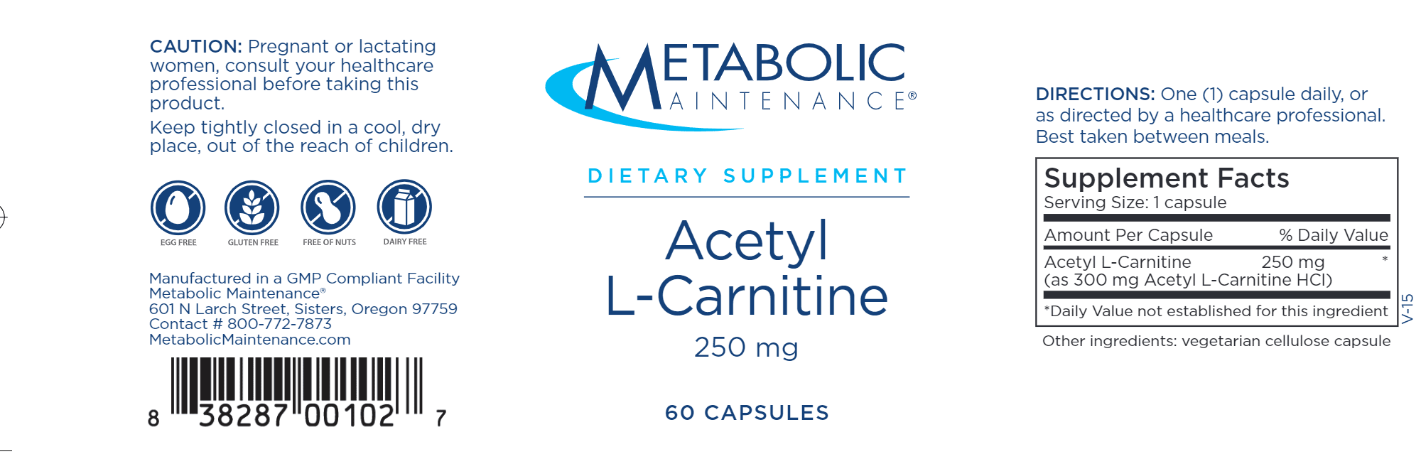 Acetyl LCarnitine 250 mg 60 Capsules Healthy Habits Living