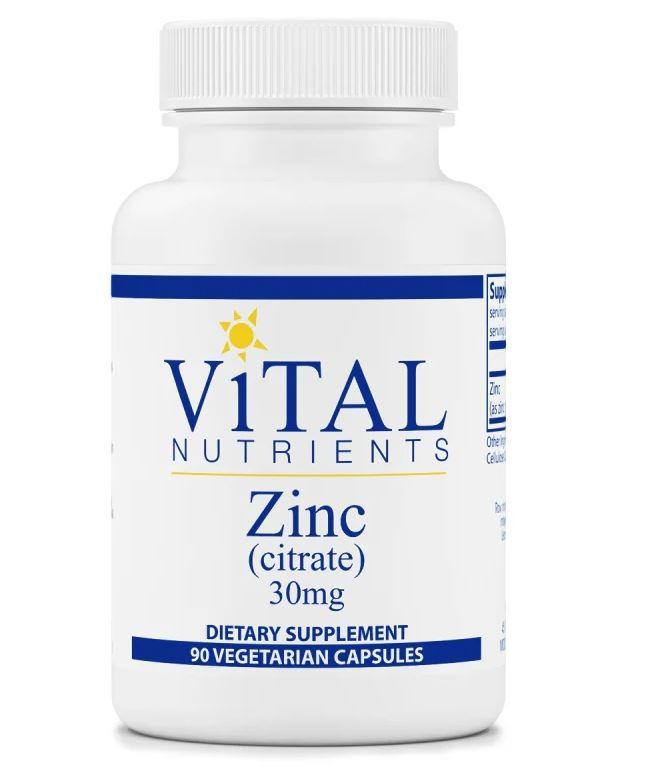 Zinc (citrate) 30mg Supplement - 90 Capsules Default Category Vital Nutrients 