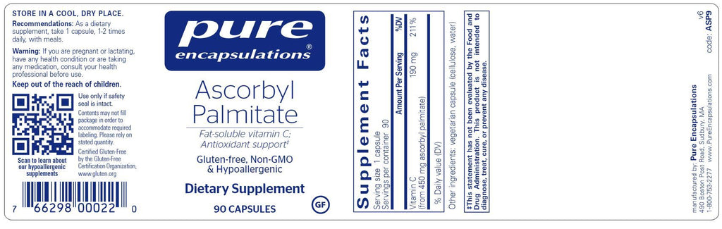 Ascorbyl Palmitate Default Category Pure Encapsulations 90 capsules 
