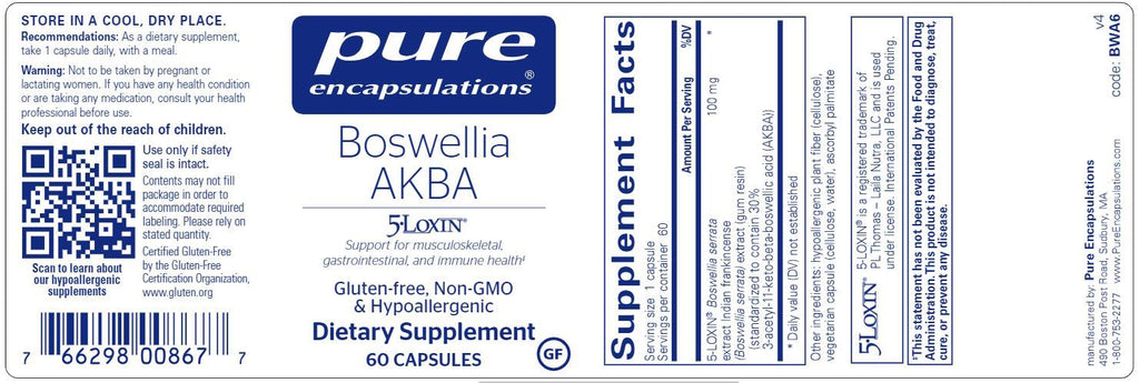 Boswellia AKBA Default Category Pure Encapsulations 60 Capsules 