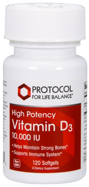 Vitamin D3 10,000 IU - 120 Softgels Default Category Protocol for Life Balance 