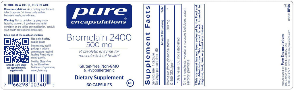 Bromelain 2400 500 mg Default Category Pure Encapsulations 60 Capsules 