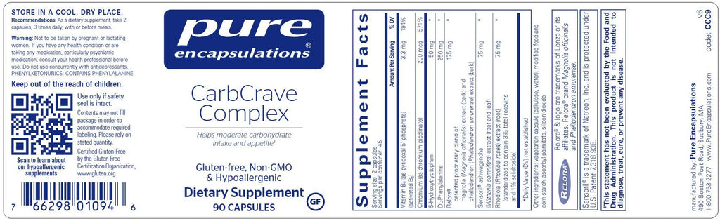 CarbCrave Complex Default Category Pure Encapsulations 90 Capsules 
