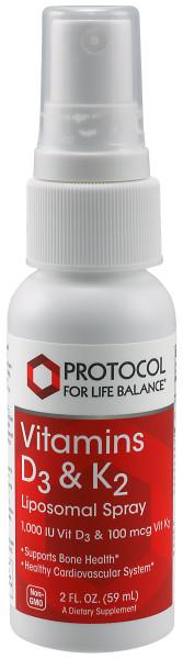 Vitamin D3 & K2 Liposomal Spray - 2 fl oz Default Category Protocol for Life Balance 