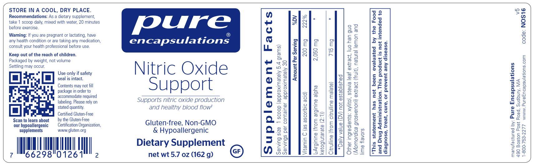 Nitric Oxide Support 162 grams Healthy Habits Living