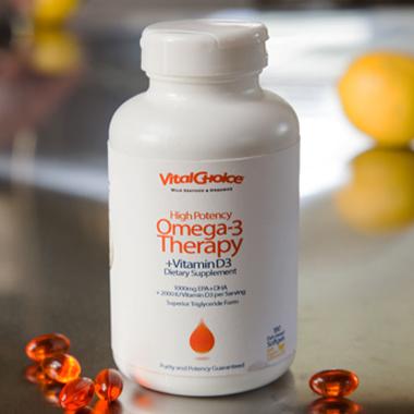 Omega-3 Therapy + Vitamin D3 High Potency 850 mg - 180 Softgels Default Category Vital Choice 