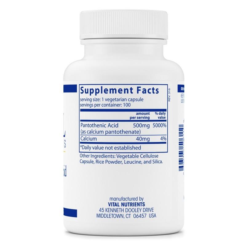 Pantothenic Acid 500mg 100 Capsules Healthy Habits Living
