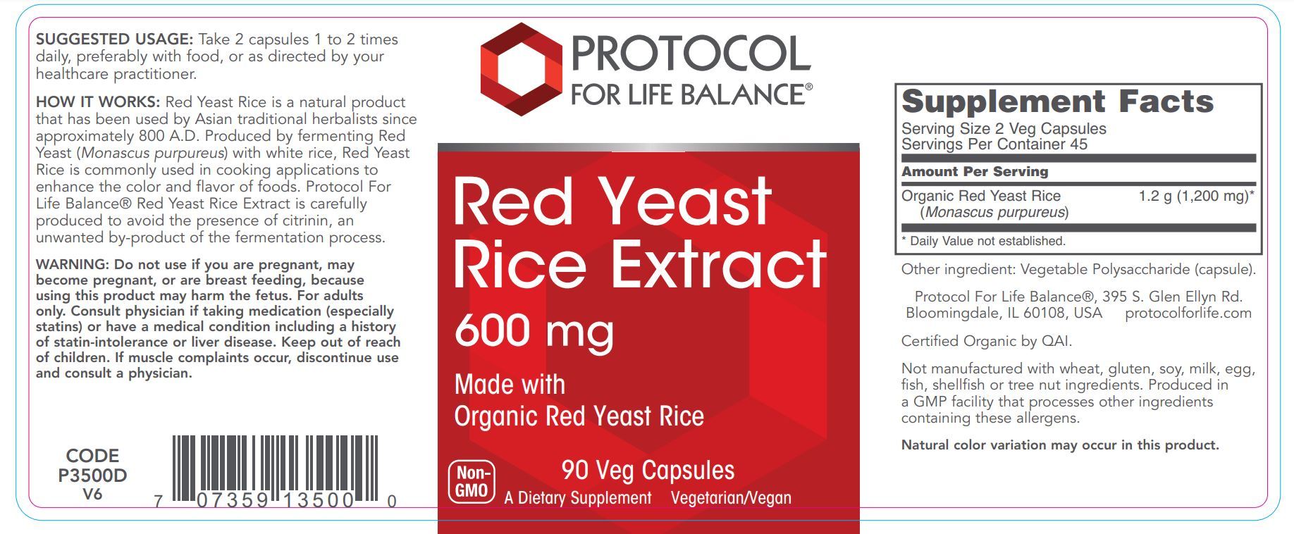 Red Yeast Rice Extract 600 mg 90 Veg Capsules Healthy Habits Living
