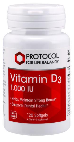 Vitamin D3 1,000 IU - 120 Softgels Default Category Protocol for Life Balance 
