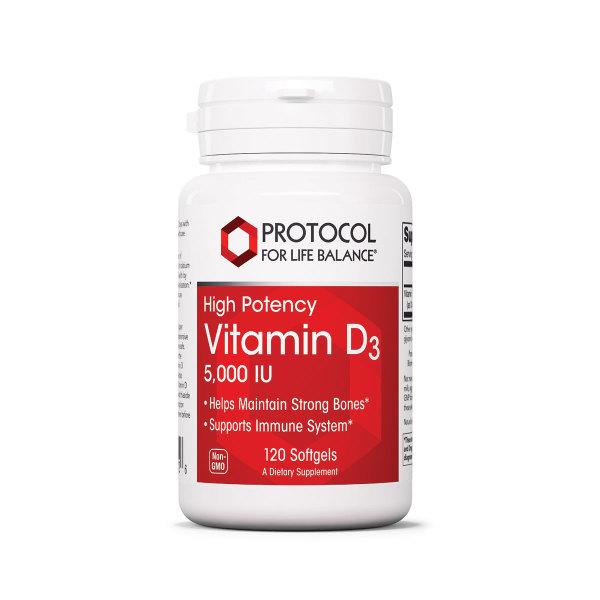 Vitamin D3 5,000 IU - 120 Softgels Default Category Protocol for Life Balance 
